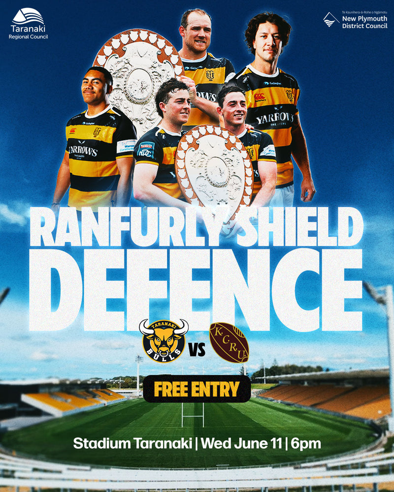 See the Yarrows Taranaki Bulls defend the Ranfurly Shield for free at Stadium Taranaki